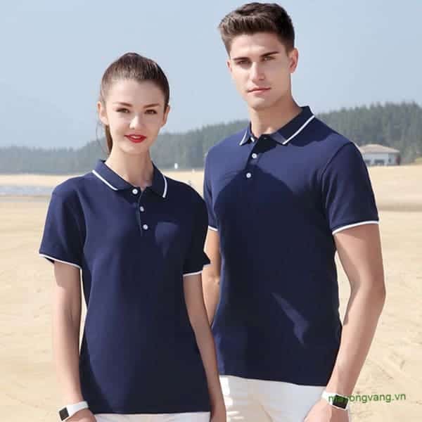 Áo thun chất liệu Lacoste poly tone xanh phối cổ viền trắng bắt mắt