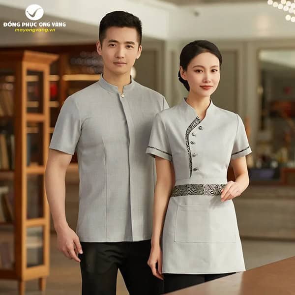 Mẫu đồng phục Trung Hoa thể hiện vị trí công việc cho cả nam và nữ