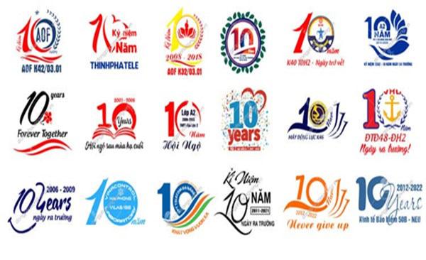 Một số mẫu logo kỷ niệm 10 năm họp lớp ý nghĩa