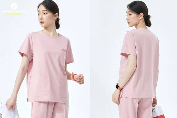 Áo Spa Hàn Quốc nữ màu hồng basic