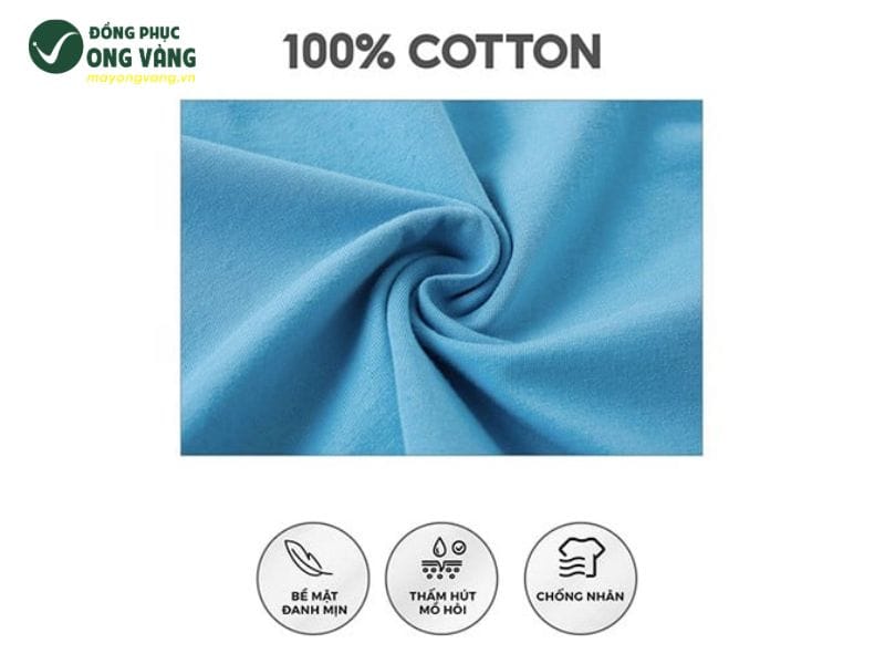 Cotton là một trong những loại vải được lựa chọn nhiều nhất để may đồng phục vì có khả năng thấm hút mồ hôi, thoáng mát